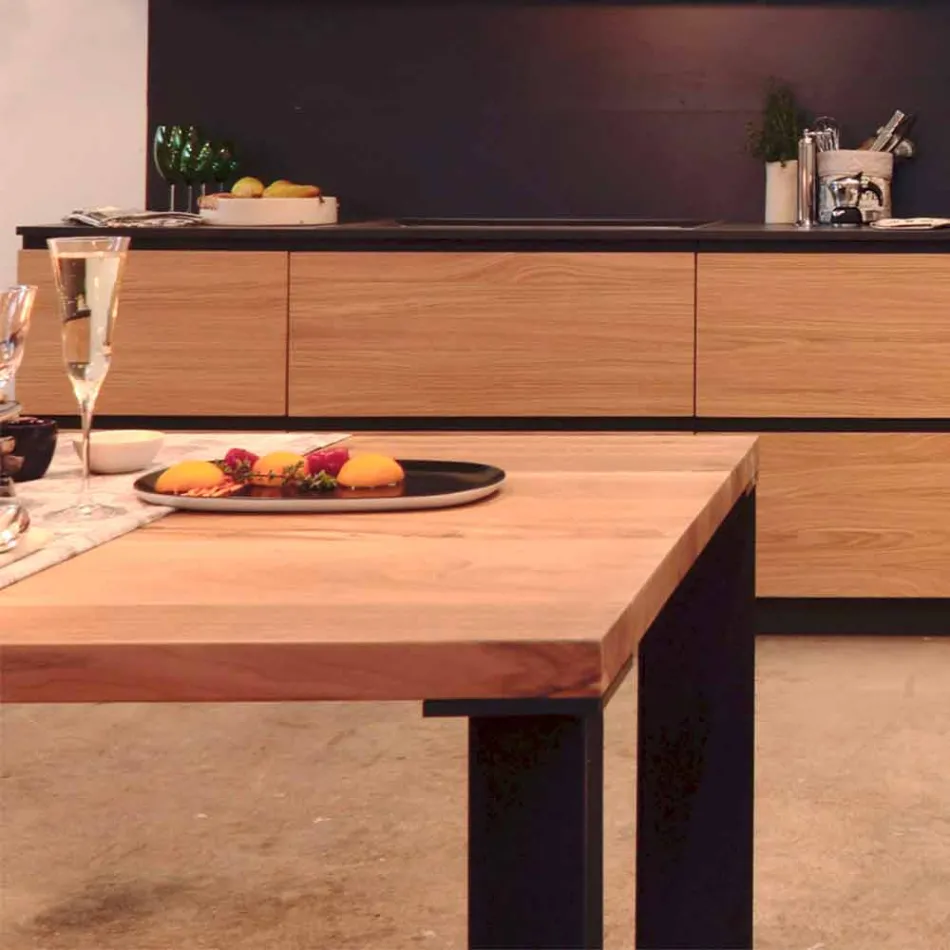 Mesa de diseño moderno en madera de nogal natural, L180xP90cm, Yvonne viadurini