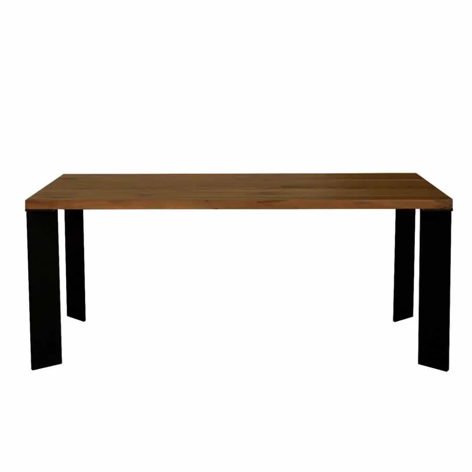 Mesa de diseño moderno en madera de nogal natural, L180xP90cm, Yvonne viadurini