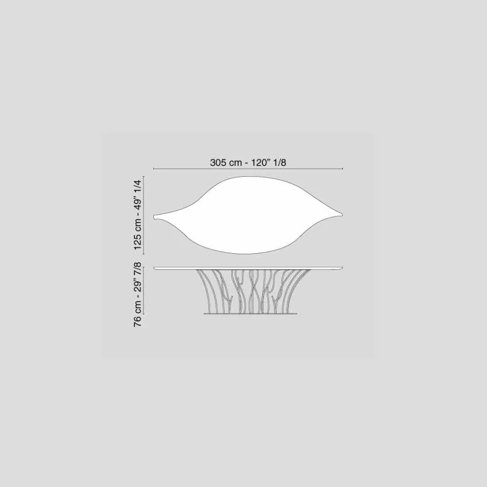 Diseño de roble mesa de chapa de madera y madera de nogal Fenice viadurini