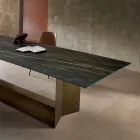Mesa de diseño en cerámica y metal Matt Noir Desir Made in Italy - Marrón oscuro viadurini
