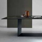 Mesa de diseño en cerámica y metal Matt Noir Desir Made in Italy - Marrón oscuro viadurini