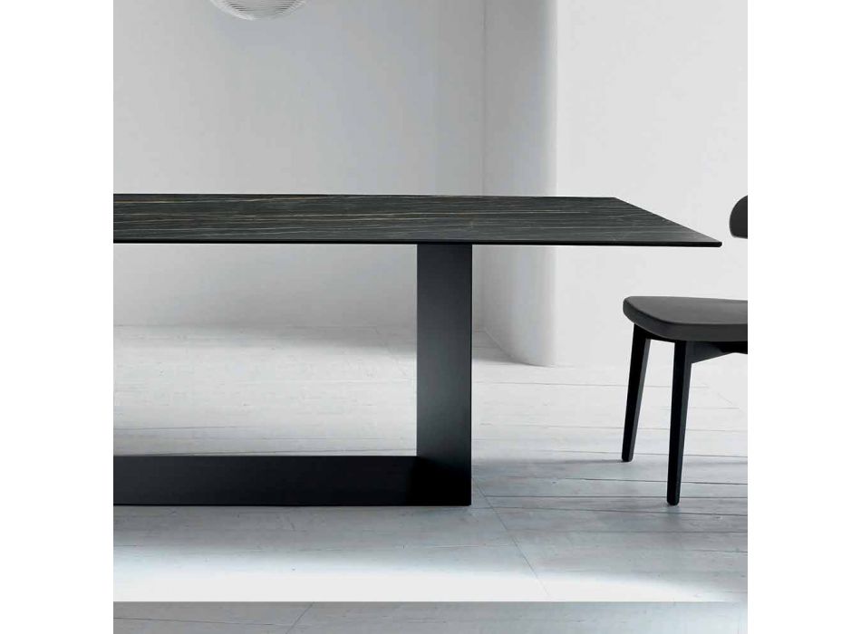 Mesa de diseño en cerámica y metal Matt Noir Desir Made in Italy - Marrón oscuro viadurini