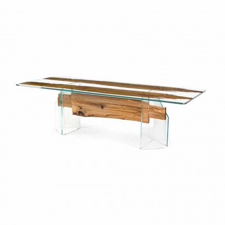 Diseñador de delfines mesa de madera y vidrio veneciano Venecia viadurini