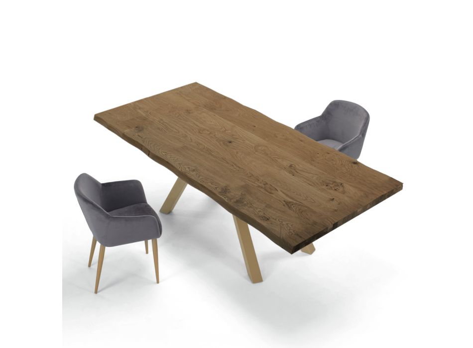 Mesa de diseño en madera y acero hasta 12 plazas Made in Italy – Settimmio viadurini