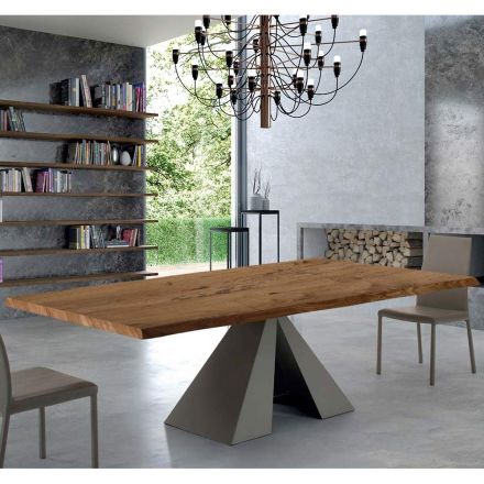 Mesa de diseño en madera chapada y acero Made in Italy – Dalmata viadurini