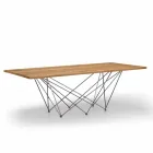 Mesa de diseño moderno con tapa de madera y base de metal, Esperia viadurini
