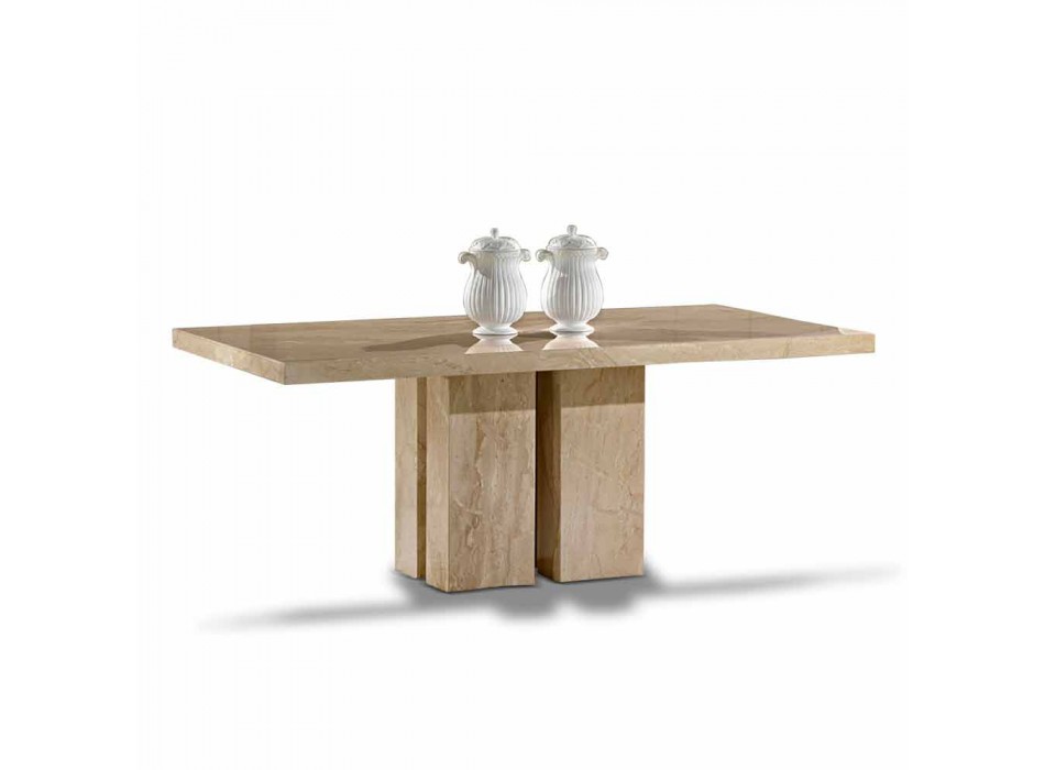Mesa de lujo con diseño moderno, tablero de mármol Daino Made in Italy - Zarino viadurini