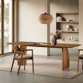 Mesa con efecto madera y patas curvas, disponible en dos tamaños y varios acabados - Argo