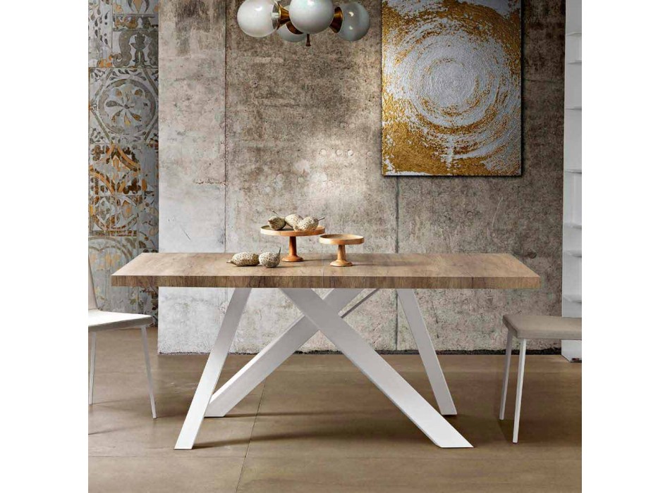 Mesa extensible moderna hecha de madera de melamina hecha en Italia, Wilmer viadurini