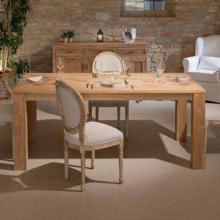 Mesa de salón fija de 190 x 100 cm de madera maciza de teca - Flamenca viadurini
