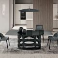 Mesa fija de 210x110 cm con tablero de cristal ahumado liso, fabricada en Italia - Tano