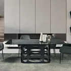 Mesa fija de 210x110 cm con tablero de cristal martillado, fabricada en Italia - Tano viadurini