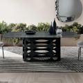 Mesa fija de 210x110 cm con tablero de cristal acanalado, fabricada en Italia - Tano