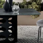 Mesa fija de 210x110 cm con tablero de cristal acanalado, fabricada en Italia - Tano viadurini