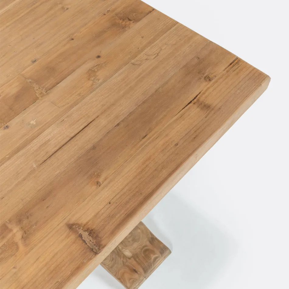 Mesa Fija 240x100 cm en Madera de Pino Natural Envejecido - Africo viadurini