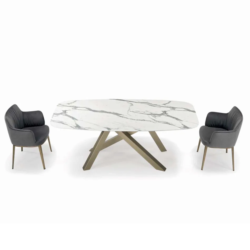 Mesa barril fija con tapa laminada Made in Italy - Settimmio viadurini