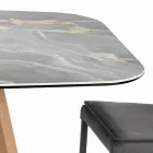 Mesa fija en forma de barril de cerámica y madera de fresno Made in Italy - Norte viadurini