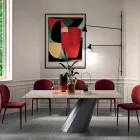 Mesa Fija con Base de Acero y Tapa de Cerámica Made in Italy - Pantalón viadurini