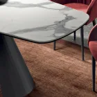 Mesa fija con base de acero negro y tapa laminada Made in Italy - Gafas viadurini