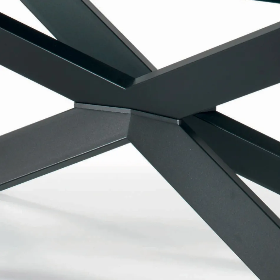 Mesa Fija con Borde Inverso en Vidrio Extraclaro y Acero Made in Italy - Grotta viadurini