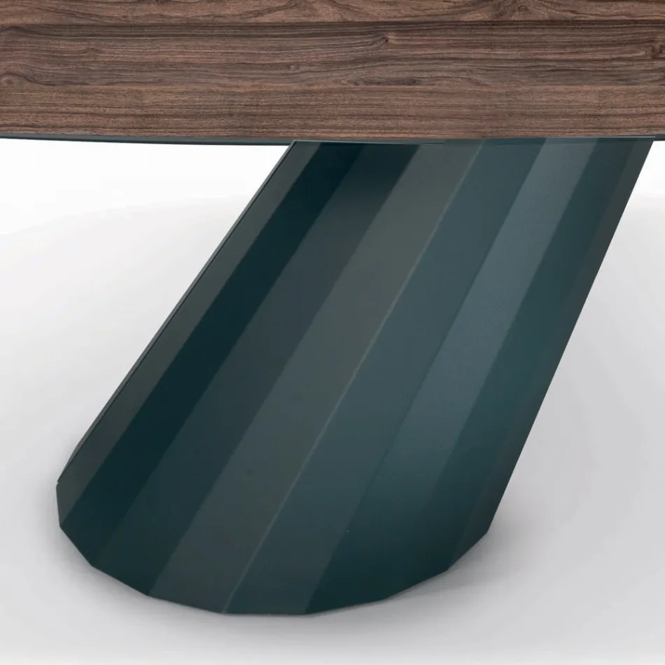 Mesa Fija con Tapa Laminada en Forma de Barril Made in Italy - Pantalones viadurini