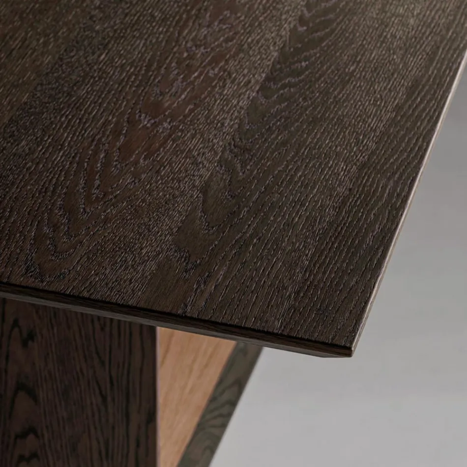 Mesa Fija con Tapa Biselada y Base Bicolor Made in Italy - Jadis viadurini