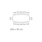 Mesa fija con tapa de cristal en forma de barril y base de acero Made in Italy - Ezzellino viadurini