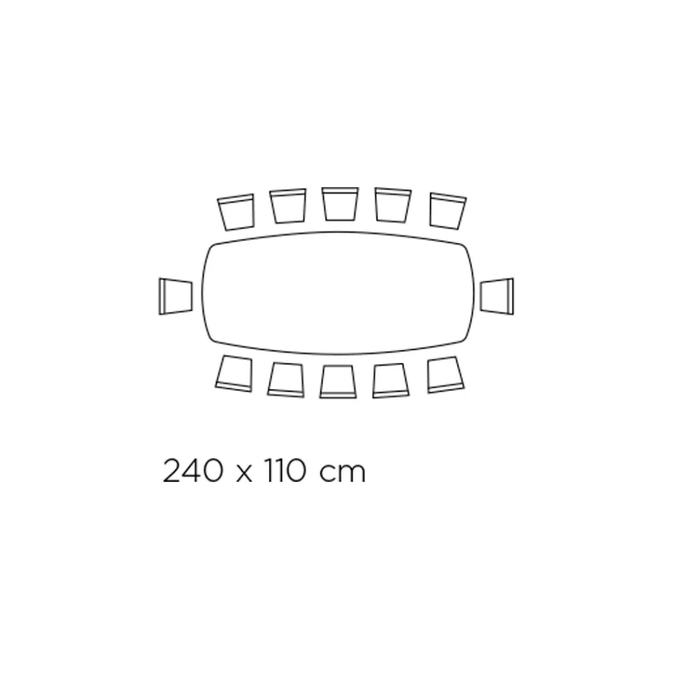 Mesa fija con tapa de cristal en forma de barril y base de acero Made in Italy - Ezzellino viadurini