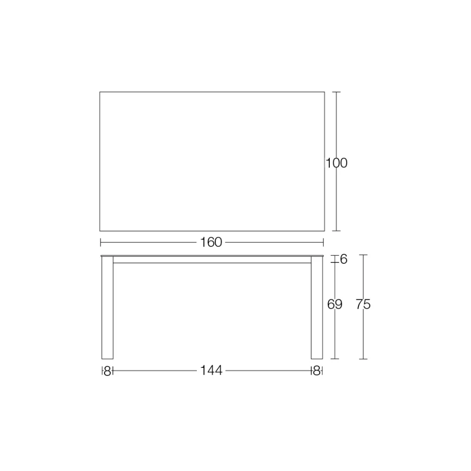 Mesa Fija Exterior en Hpl Alicante y Base Metal Fabricada en Italia - Carl viadurini