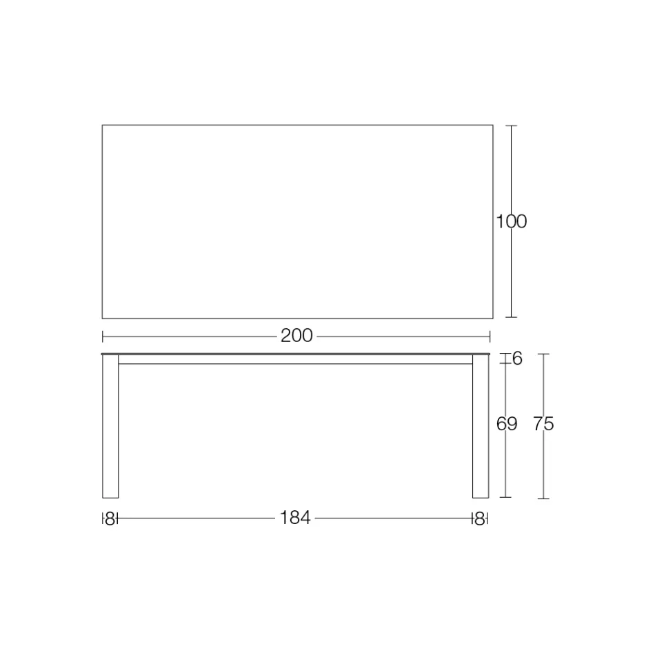 Mesa Fija Exterior en Hpl Alicante y Base Metal Fabricada en Italia - Carl viadurini