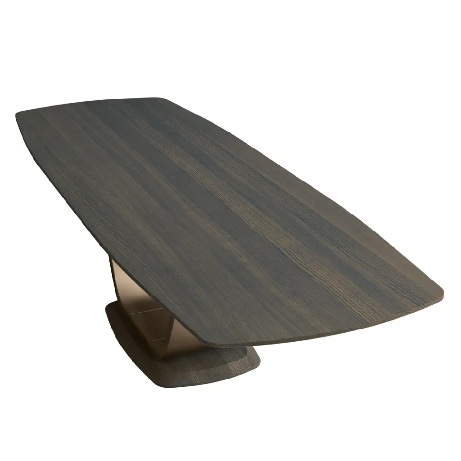 Mesa de Salón Fija en Madera Maciza con Pedestal Central - Luuk viadurini