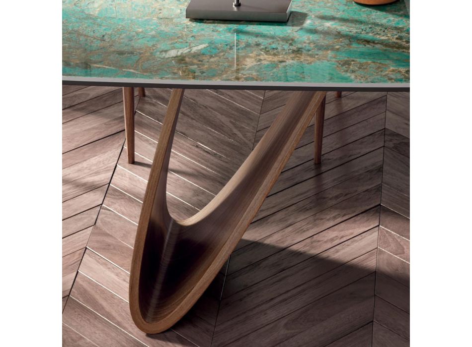 Mesa de salón fija con base de madera Made in Italy - Equatore viadurini