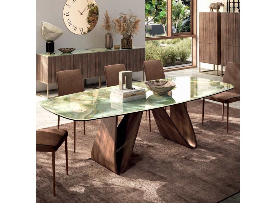 Mesa de salón fija con base de madera Made in Italy - Equatore viadurini