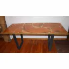 Mesa fija de diseño rectangular de madera y resina hecha en Italia Jam viadurini