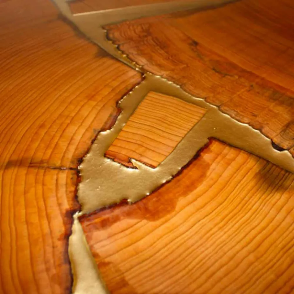 Mesa fija de diseño rectangular de madera y resina hecha en Italia Jam viadurini