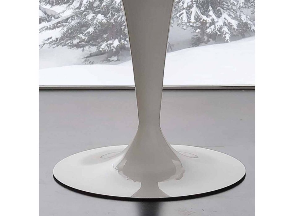Mesa fija elíptica en actividades extra-blanco de vidrio templado y acero de Aurora viadurini