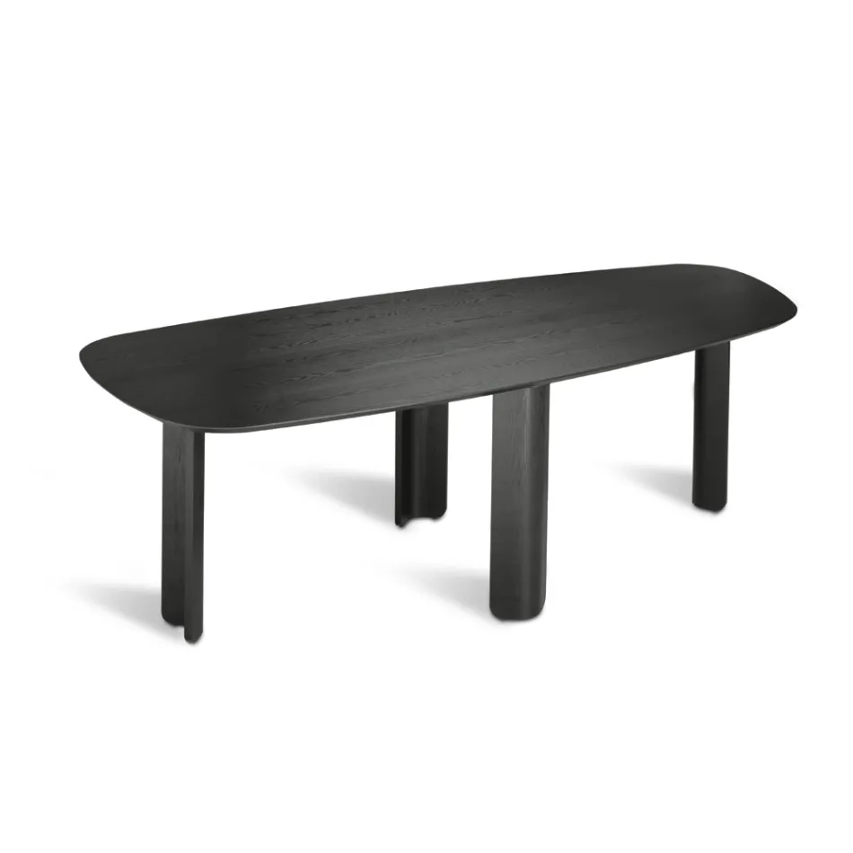 Mesa fija en tres colores con acabado efecto madera y dos tamaños - Musa viadurini