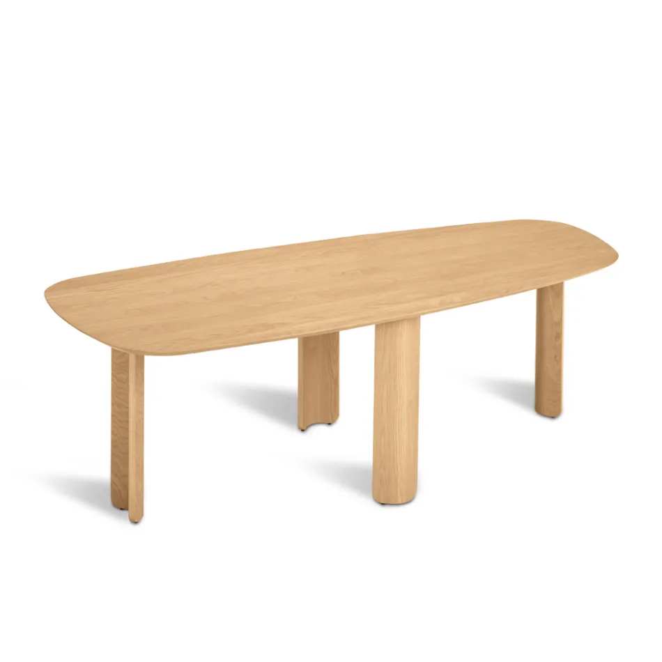 Mesa fija en tres colores con acabado efecto madera y dos tamaños - Musa viadurini