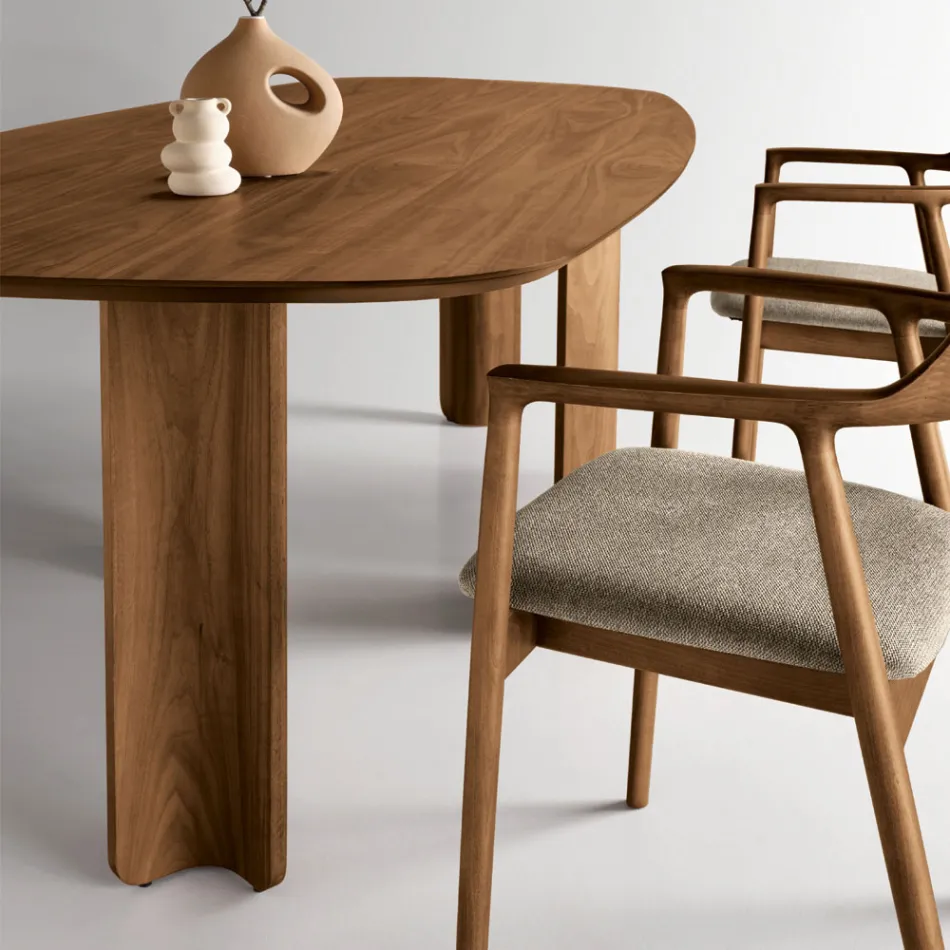 Mesa fija en tres colores con acabado efecto madera y dos tamaños - Musa viadurini