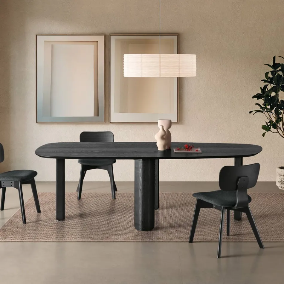 Mesa fija en tres colores con acabado efecto madera y dos tamaños - Musa viadurini