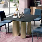 Mesa Cuadrada Fija en Laminado y Acero Made in Italy - Tijeras viadurini