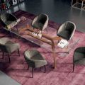 Mesa rectangular fija en vidrio extraclaro y fresno Made in Italy - Nord