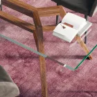 Mesa Fija Rectangular de Vidrio Extraclaro y Fresno Made in Italy - Norte viadurini