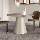 Mesa redonda fija para cuatro personas con base de MDF y cristal opaco - Lumen viadurini