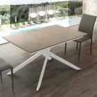 Mesa extensible de madera hasta 190 cm con base cruzada Lecce viadurini