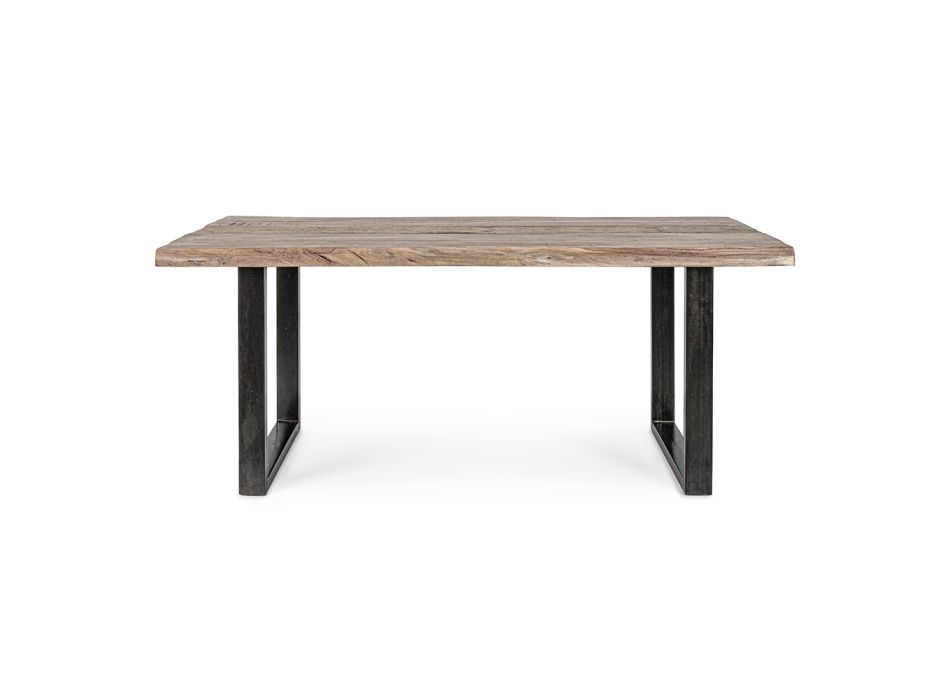 Mesa en madera de acacia con inserto reciclado y acero Homemotion - Zalma viadurini