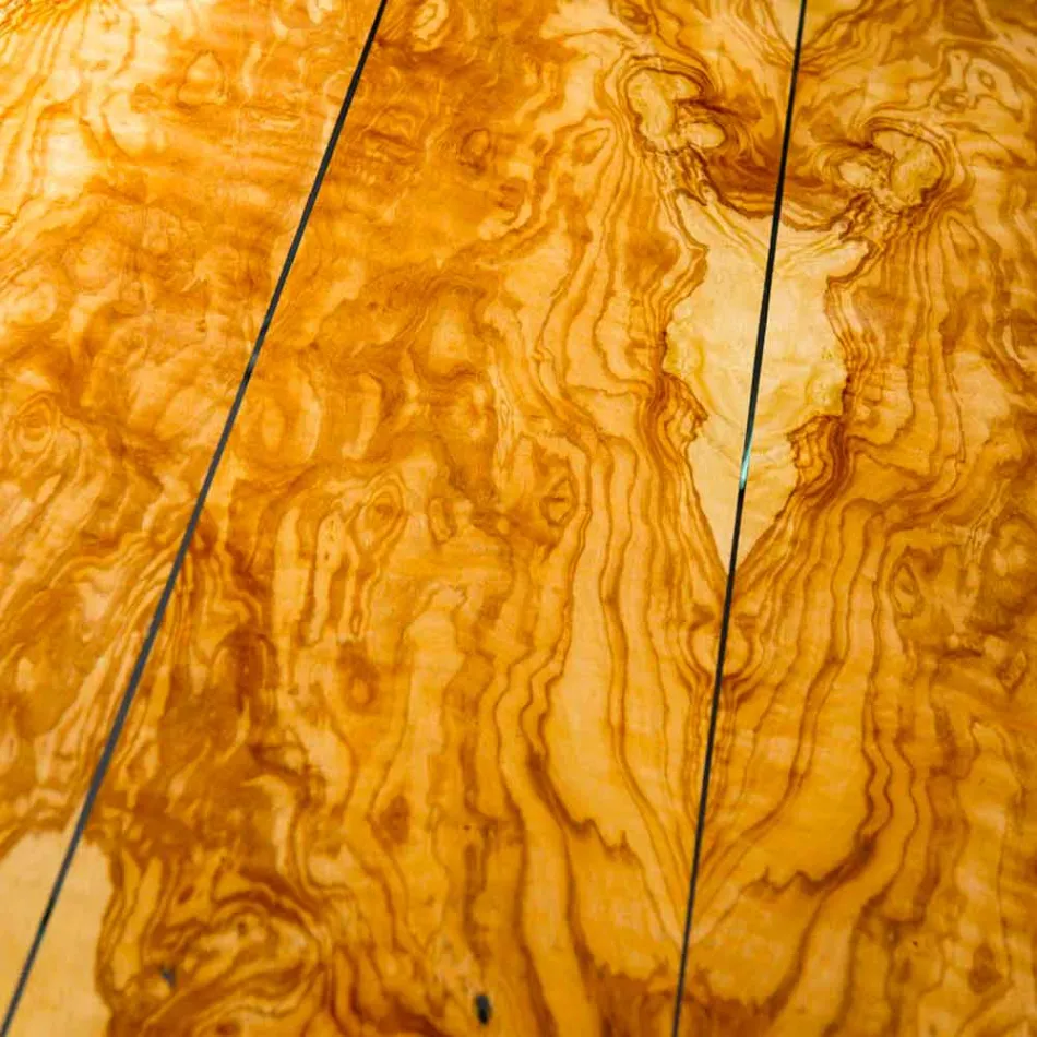 tabla de madera de olivo y de vidrio redonda Portofino VGnewtrend viadurini