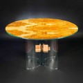 Mesa redonda madera de olivo y cristal Portofino Vgnewtrend