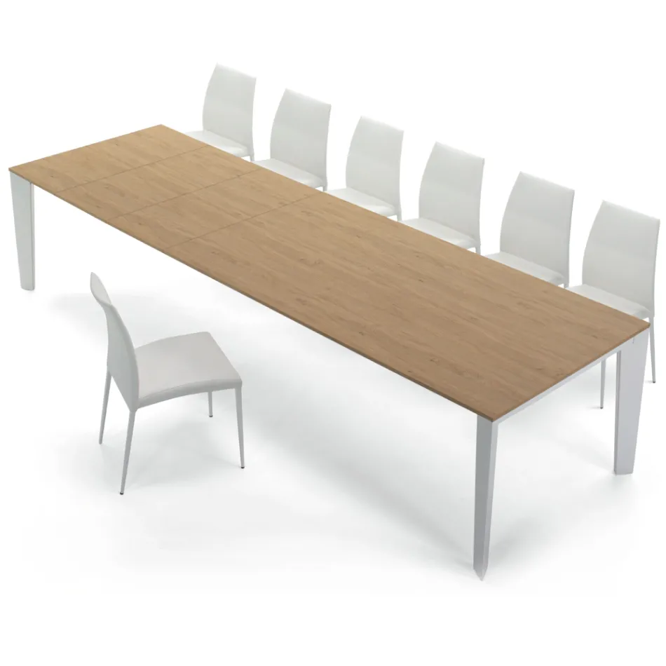 Mesa de madera chapada extensible hasta 325 cm Made in Italy – Años Setenta viadurini
