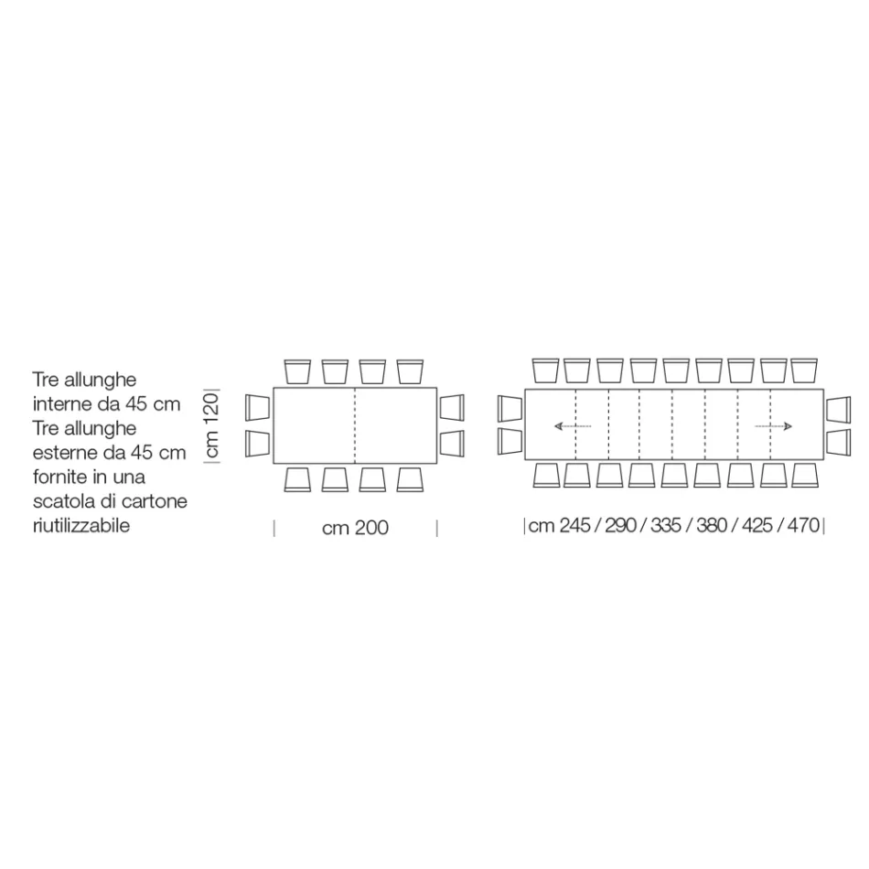 Mesa extensible de madera laminada hasta 470 cm Made in Italy – Gordito viadurini